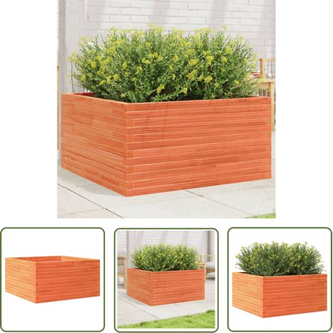The Living Store Jardinière cire marron 90x90x46 cm bois de pin massif - Jardinier - Pot De Fleurs - Bac À Fleurs - Extérieur - Terrasse (1/5)