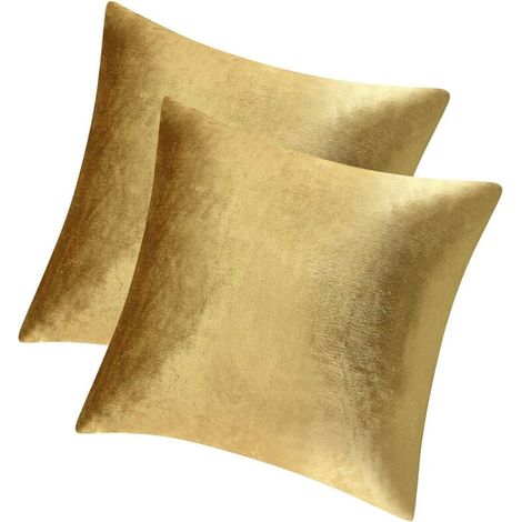 Lot De 2 Housses De Coussin Décoratives En Velours Pour Canapé-Lit (Doré, Lot De 2) (1/4)