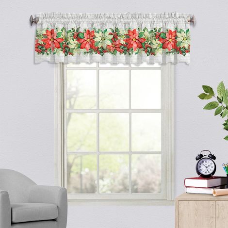 Rideau De Fenêtre De Noël - 137 x 45 cm - Polyester Blanc - Décoration Festive Pour Fenêtre - 1 Pièce (1/5)