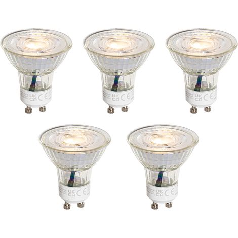 5er-Set GU10 50mm 3-Stufen-Dimmbare Kelvin LED-Lampen Klar 4,5W 380 lm 2000-2700K