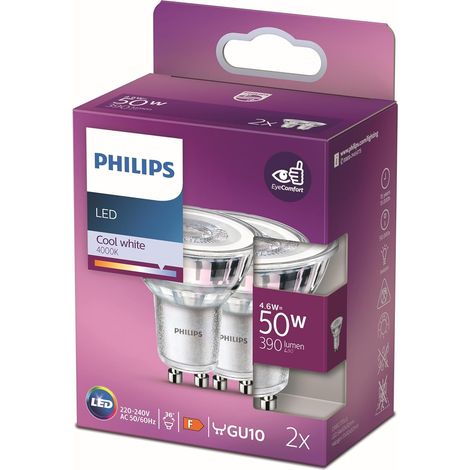 ampoule LED Spot GU10 50W Blanc Froid, Verre, Lot de 2 (1/5)
