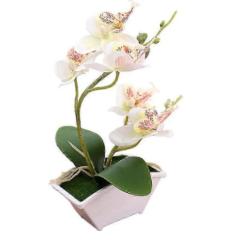 Orchidées artificielles en pot, décoration de fête-White