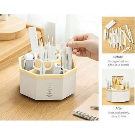 Rotatif Pot a Crayon, Pot a Crayon Bureau avec Autocollants Antidérapants, Rotation à 360 DegréS Organisateur De Bureau Rangem (1/5)