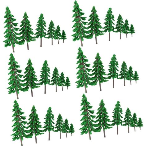 30pièces Arbres Miniatures Plastique Sapins Cèdre pour Maquettes Paysagères (1/5)
