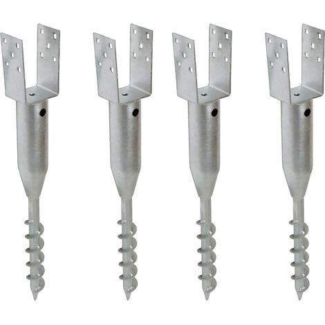 4x U-Profil Bodenhülse zum Einschrauben 7x7 cm 67,5 cm Länge feuerverzinkt für Vierkanthölzer