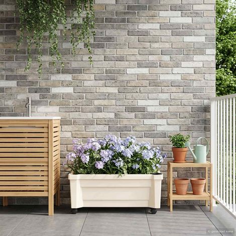 vidaXL Vaso Calypso con Ruote Bianco 79 x 35 x 33 cm PP
