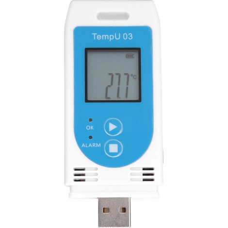 L'enregistreur de température et d'humidité USB (modèles PDF et GSP) peut stocker 32 000 ensembles de données et est livré sans batterie. (1/5)