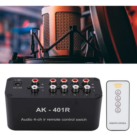 Carte d'amplificateur de télécommande AK-401R DC12V, distributeur audio RCA 1 entrée, 4 sorties, sélecteur de signal, commutateur de source de signal (1/5)
