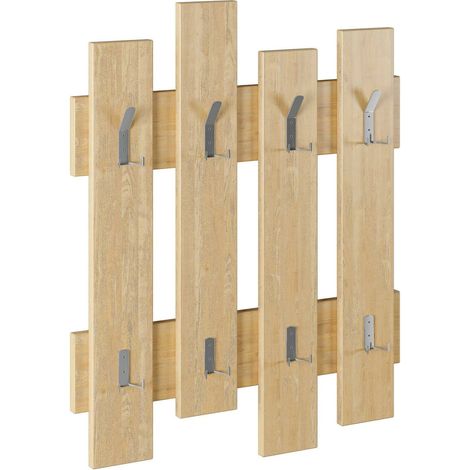 Dmora - Appendiabiti Astratto, Attaccapanni, Portabiti multiuso, Appendiabiti da parete, 64x4 h79 cm, Quercia