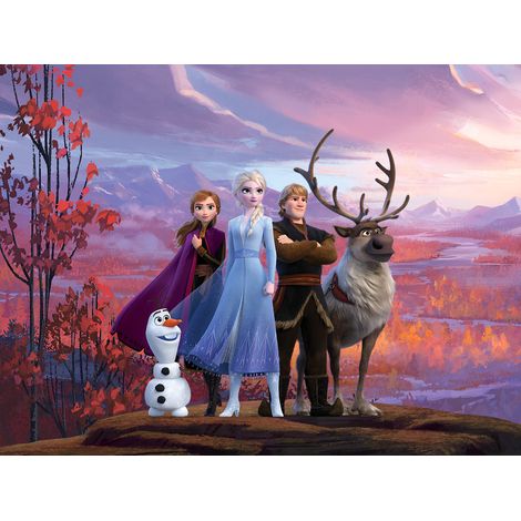 papier peint panoramique La Reine des neiges violet, orange et bleu  - Disney (1/4)