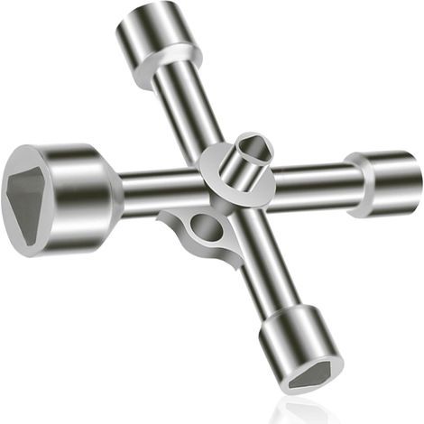 Clé triangulaire 4 voies 5 tailles diamètre intérieur 7 mm/10 mm/12 mm/13 mm/18 mm Clé utilitaires pour boîte électrique, gaz, eau, compteur électrique, boîte d'armoire (1/4)