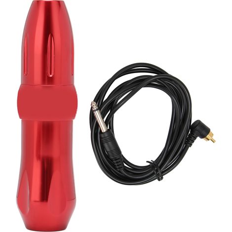 Machine à tatouer moteur en alliage d'aluminium portable, réglable liner et shader, stylo tatouage rouge (interface RCA) (1/5)