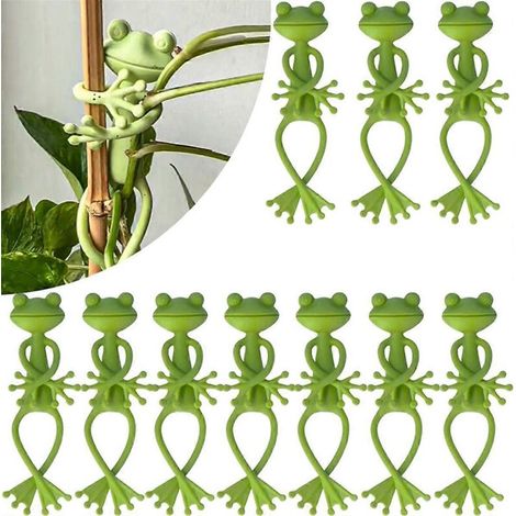 Set mit 10 froschförmigen Pflanzenhaltern: grüne froschförmige Halter (niedliche Halter für kleine Topfpflanzen) - Crezuo