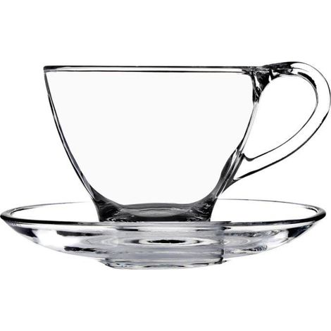 Vasos de cristal Emily de 200 ml con platillos, juego de 2 (1/3)