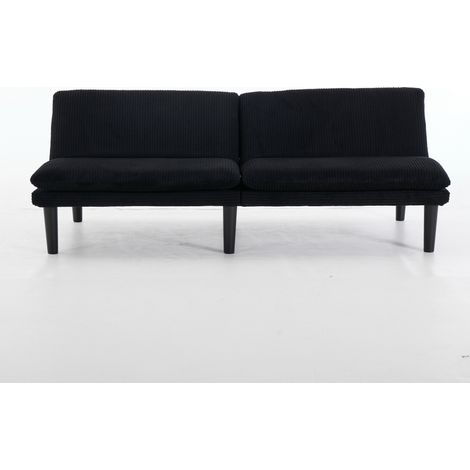 2-Sitzer-Sofa Schwarz mit verstellbarer Rückenlehne, Samtoptik und Holzfuß (1/5)