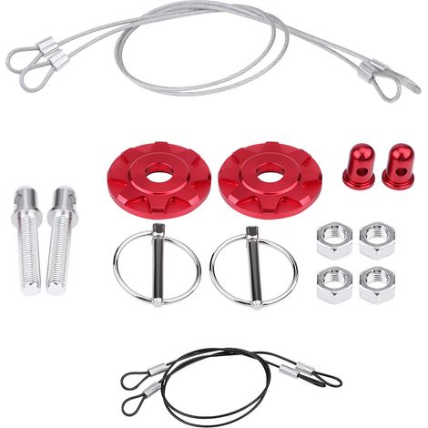 Kit d'apparence de verrouillage de goupille de capot de course de voiture en alliage d'aluminium CNC universel rouge (1/5)