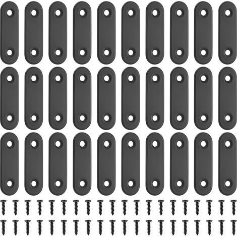 CCYKXA 30 Pcs Flat Assembly Plates, Flat Connectors, Flat Perforated Metal Assembly Tabs, Perforated Plate, Stainless Steel Fixing Bracket, Connecting Plates (Black 50x16mm) (1/5)