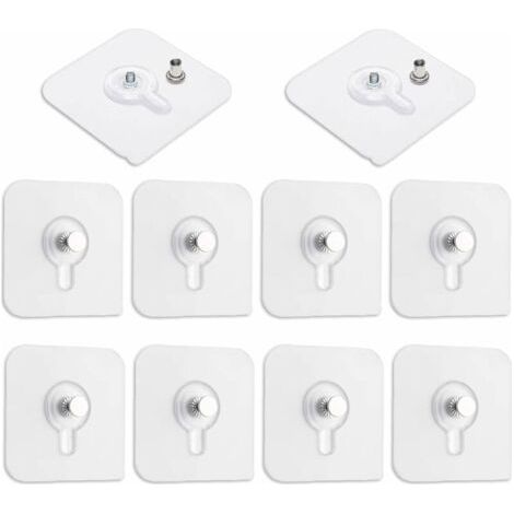 QORVA-Lot de 10 Accroche Tableau Sans Percer, Transparent Languette Crochets Adhésives pour Cadres Photo Mural, Miroir et Affiches (1/5)