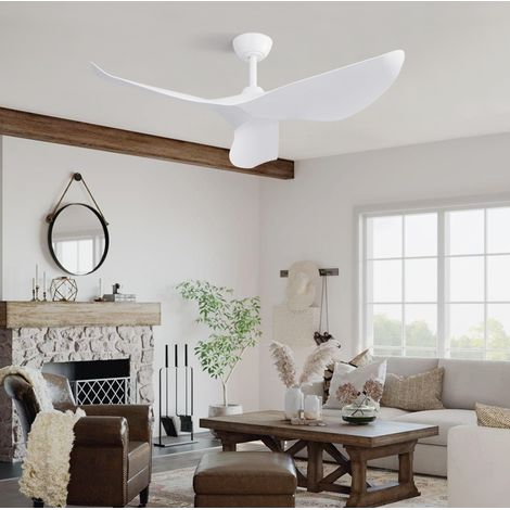 Ventilateur de plafond 96 cm blanc mat en ABS avec moteur DC réversible et télécommande (1/5)