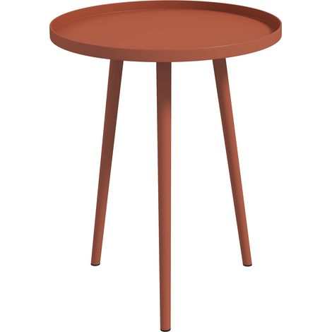 Table basse ronde jardin, table d'appoint extérieure en acier à bord arrondi, diamètre Ø40 x hauteur 50 cm rouge (1/5)