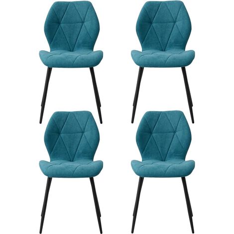 4er-Set Esszimmerstühle aus Leinen, gepolstert, ergonomisch, pfauenblau (1/5)