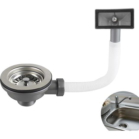 Bonde d'évier en acier inoxydable avec trop-plein 114 mm, bonde de cuisine, bonde à panier à tamis pour évier de cuisine (1/5)