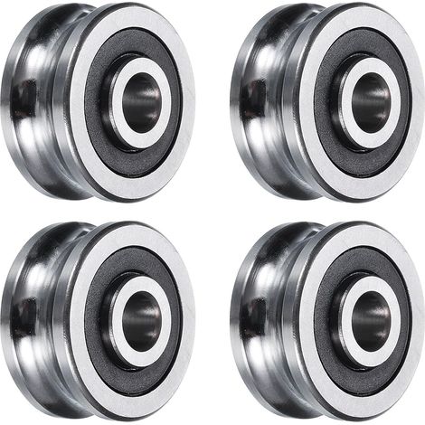 4pcs SG25 Roulement de Guidage de Rail à Rainure en U 8x30x14mm Roue à Rouleaux à Rainure en U Roulements en Acier Chromé (1/4)