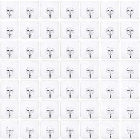 50 selbstklebende Haken ohne Bohren – Transparente Wandhaken – Transparente Klebehaken – Haken