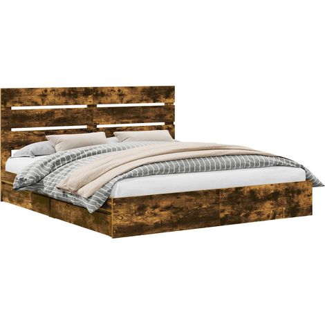 Maison Exclusive - Aufbewahrungsbett Geräucherte Eiche 180 x 200