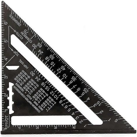 Équerre en aluminium de 18 cm (7 pouces), goniomètre, rapporteur d'angle, idéal pour la menuiserie, les charpentes, les toitures et la construction. (1/2)