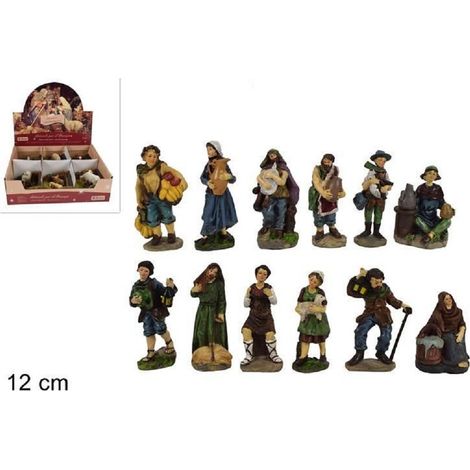 TRADE SHOP - Set 12 Pezzi Pastori Statuine Altezza 12 Cm Presepe Assortiti Presepio Di Natale -