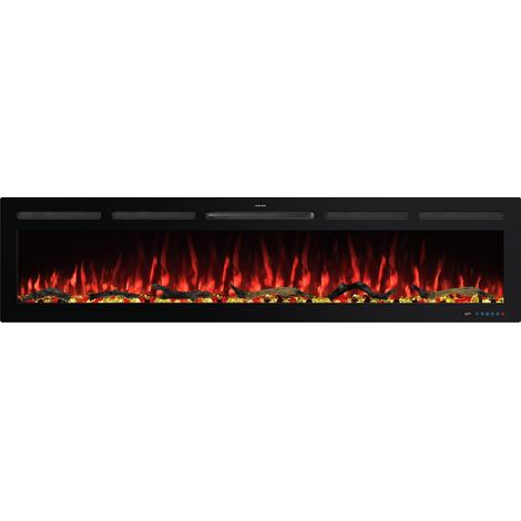 Parrot Uncle Smart Elektrokamin 188 cm, Wandkamin und Einbaukamin für Wohnzimmer TV-Wand mit Heizung, LED-Flammeneffekt, Tuya App, Alexa, Google Home, Fernbedienung
