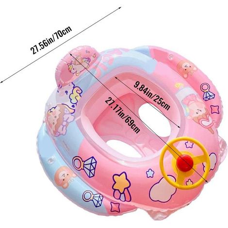 Matelas de piscine pour bébé avec siège de sécurité, volant, bouée gonflable à motif dessin animé, aide à l'apprentissage de la natation pour les enfants de 1 à 6 ans (1/4)