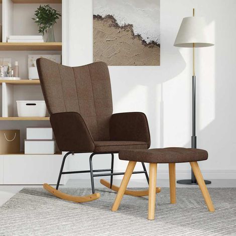 Schaukelsessel mit Hocker Braun Stoff