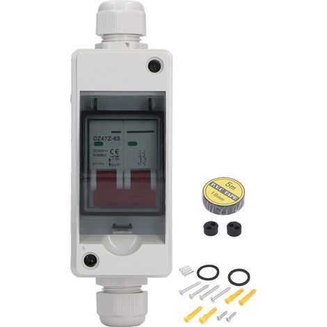 PV-Solar-Trennschalter, Photovoltaik-Schaltkreistrenner, Miniatur-RV-Sicherungskasten, DC 500 V, IP65 wasserdicht, 63 A (1/5)