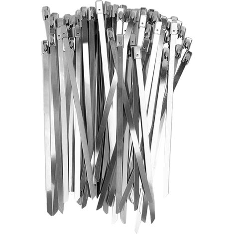 Fascette stringicavo in acciaio inox, 100 pezzi, grandi, con chiusura a chiave singola, per applicazioni edili (tipo A).