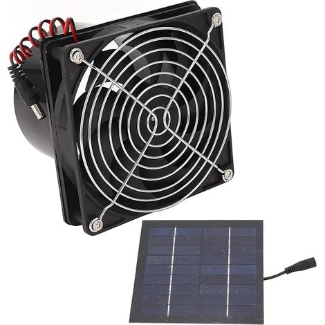 Ventilateur D'extraction Solaire Exterieur DC5‑12V 50W Ventilateur Extracteur d'air Solaire Kit de Ventilateur à énergie Solaire Kit de Ventilateur de Panneau Solaire Portable (1/5)