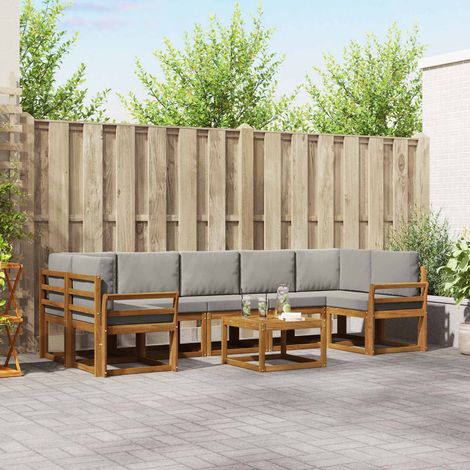 vidaXL Outdoor-Sofagarnitur mit Kissen 8 pcs Natürlich und Hellgrau (1/5)