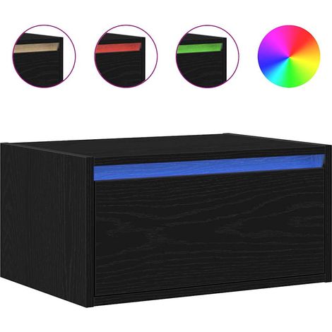 Maison Exclusive - Wand-Nachttisch mit LED-Leuchten Schwarz Eiche