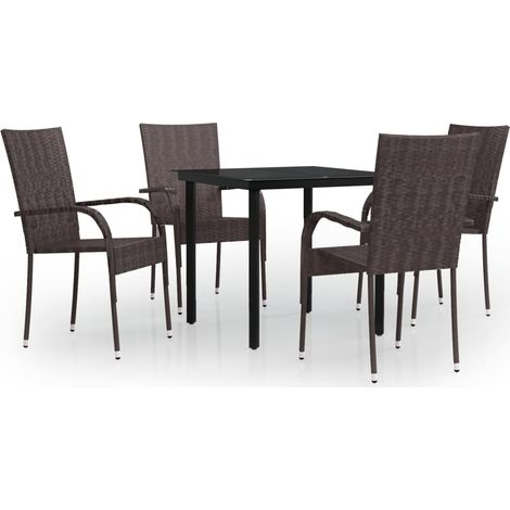 Maison Exclusive - 5-tlg. Garten-Essgruppe Braun und Schwarz