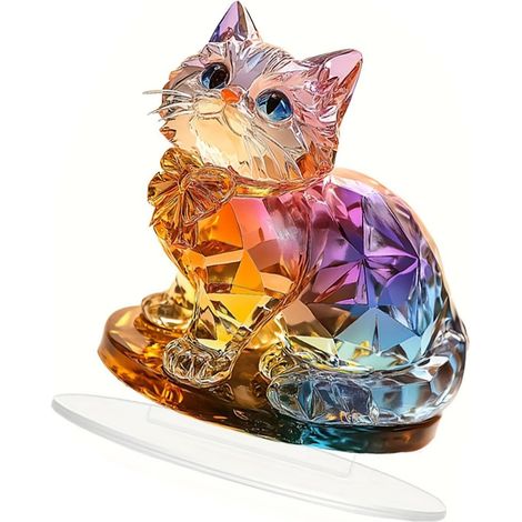 Décoration de bureau en acrylique 2D en forme de chaton pour décoration de table dans les chambres et les bureaux (1/5)