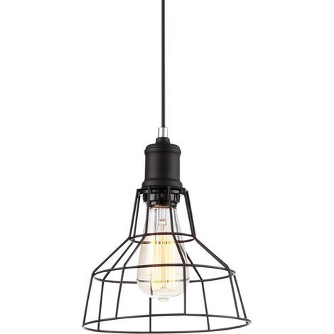 Suspension Italux Synthia industrielle noire Ø20 cm (1/3)
