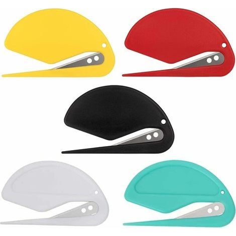 5PCS Coupe-papier avec lame en métal Couteau d'ouvreur Enveloppe Mini Couteau Utilitaire Mini Ouvre-Lettre Ouvre Enveloppe en Plastique Couteau express de déballage d'ouvre-lettre portatif mini (1/5)