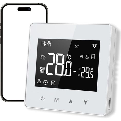 Intelligenter Thermostat, nur für Kombithermen. Thermostat zur Heizungssteuerung, Programmierung und Mehrraumfunktion. Touchscreen aus Glas.