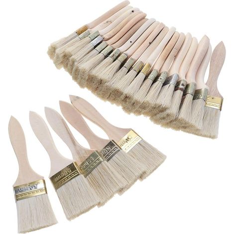 Brush - Flat Bristle - Wooden Handle - 2 Inches - For Walls Furniture Waxing - 23 Pieces (1/5)
