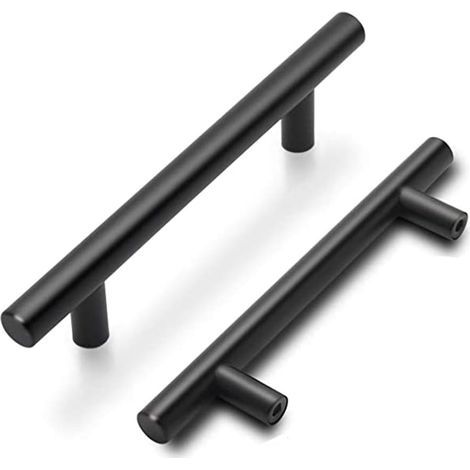 Lot de 5 poignées de meuble noires en acier inoxydable – Finition mate – Entraxe 96mm – Longueur 150mm pour cuisine et salle de bain (1/5)
