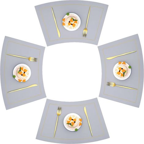 Lot de 4 sets de table ronds en PVC - Lavables, résistants à la chaleur et double face (1/5)