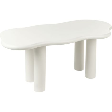 Tavolo da pranzo moderno e minimalista Mobili Soggiorno 188 x 94 cm Gambe in PVC Piano in MDF Forma irregolare Bianco sporco Ondle