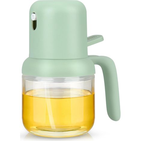 Botella pulverizadora de aceite, pulverizador de aceite de cocina de vidrio de 180 ml, botella de aceite y vinagre, pulverizador de aceite de oliva (verde) (1/5)
