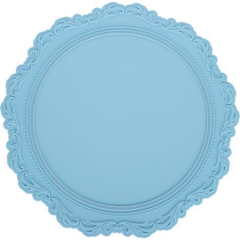 Lot de 6 tapis de table ronds en silicone texturé bleu clair, épais et isolants, style nordique pour cuisine et maison (1/5)